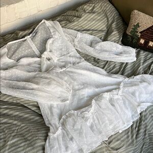 White Mini Dress with Delicate Lace Elegance